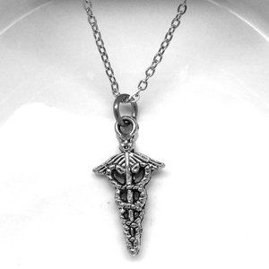Miniature Caduceus Symbol Charm necklace